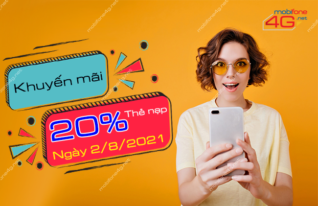 MobiFone khuyến mãi 20% thẻ nạp trực tuyến ngày 2/8/2021